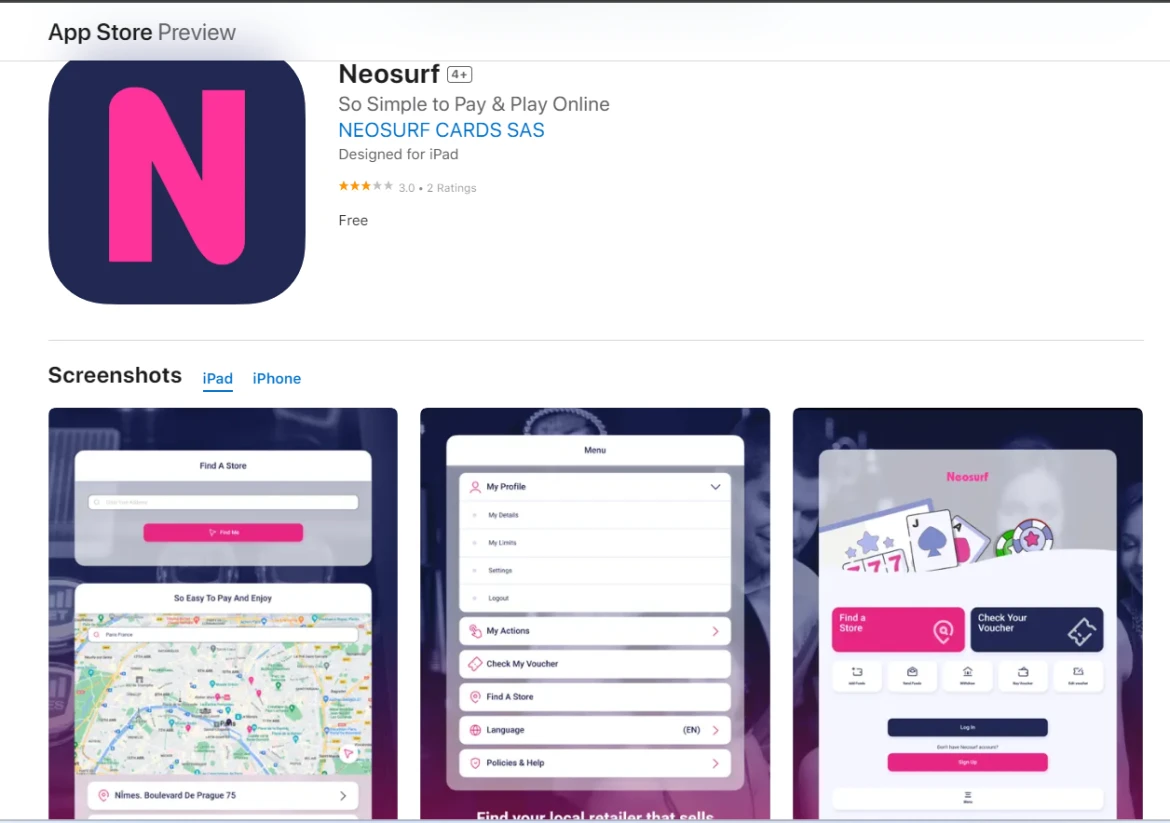 Neosurf IOS App