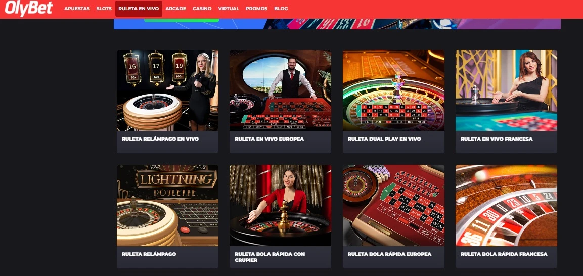 OlyBet Online Casino Juegos en vivo