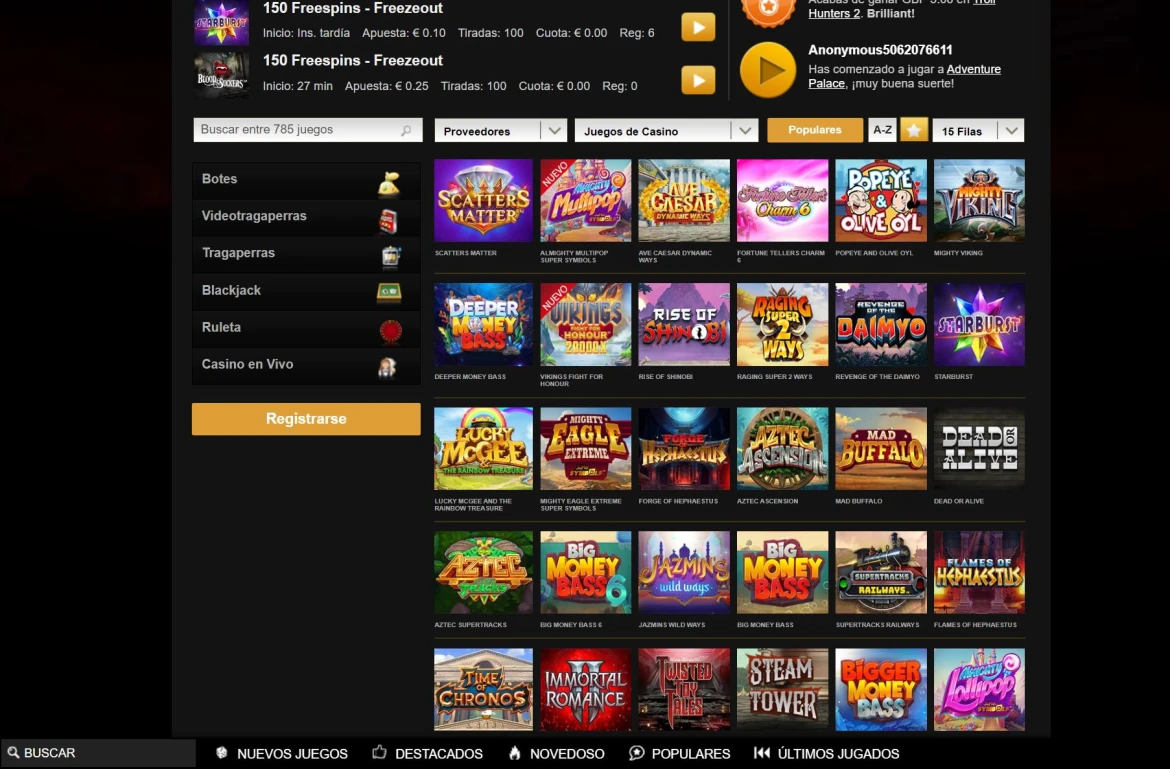 Videoslots Slots Oferta