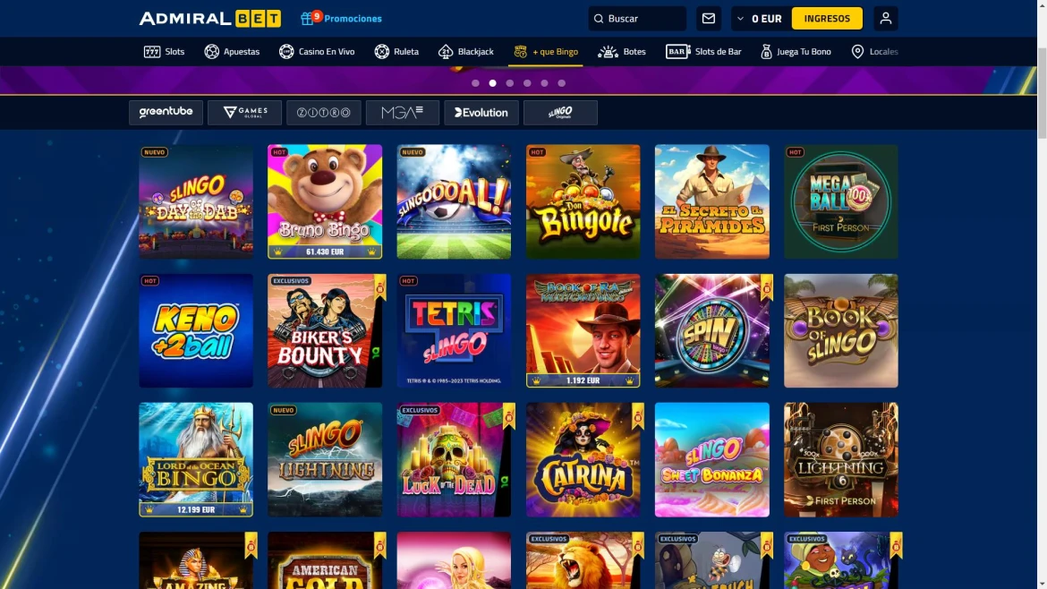 AdmiralBet Online Casino Bingo